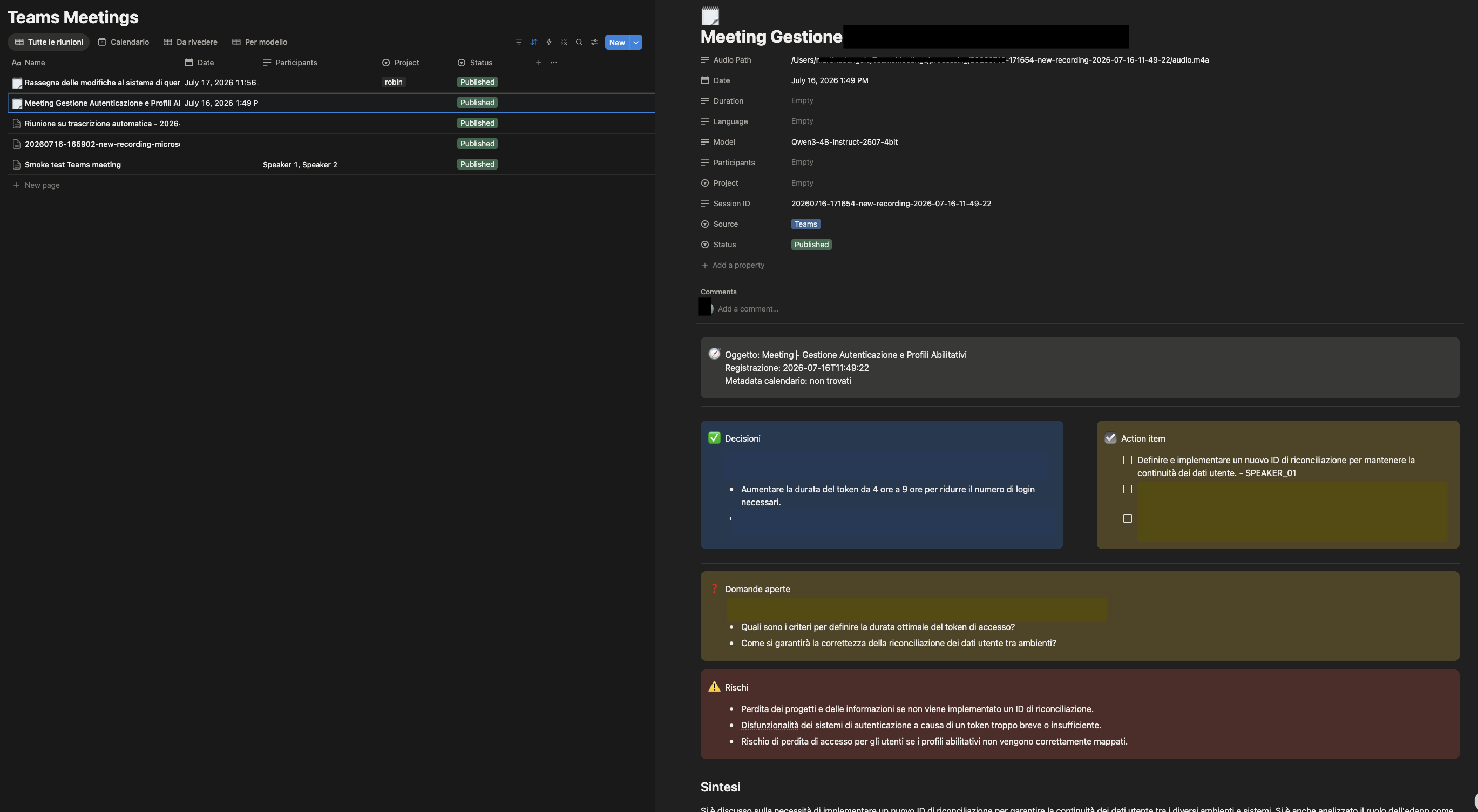 A meeting page published to Notion by Meeting Pilot